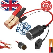 12V-24V Battery Clip To Car Cigarette Lighter Female Socket Adapter Cable Clamp