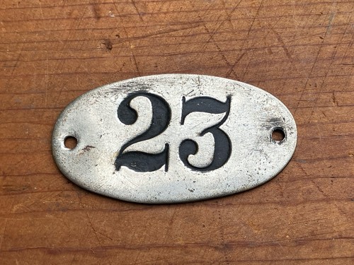 Antique number tag metal - antique,