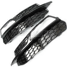 AUDI A3 8V GLOSS BLACK FOG LIGHT COVERS GRILLES SURROUNDS S LINE FRONT BUMPER