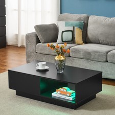 Panana Coffee Table with 1 Drawer Display Shelf Sofa Side End Table with RGB LED