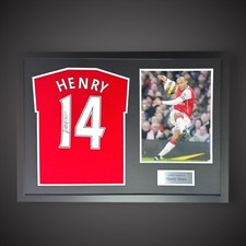 Panoramic Framed Thierry Henry Signed Arsenal Football Shirt With Photo £499