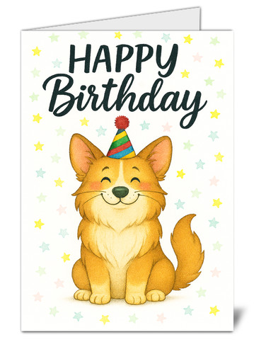 Welsh corgi birthday card - card, –