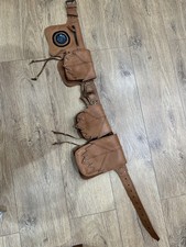 Handmade Leather Pocket Belt: Labradorite Gemstone, Unisex Utility Belt Brown