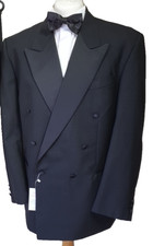 M&S St Michael Mens Black Double Breasted Tuxedo Dinner suit JACKET Ch42"Sh