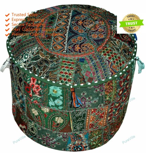 Boho bohemian floral pouf - boho,