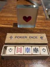 Set of 5 Vintage Retro 15mm Poker Dice In original Box