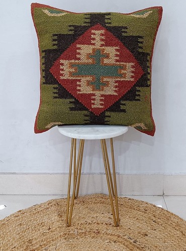 Handmade jute wool kilim - handmade,