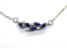 Sterling Silver Sapphire & White Topaz Necklace