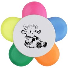 'Cute Highland Cow Sitting' Flower Shape Highlighter Pen (HL00038322)