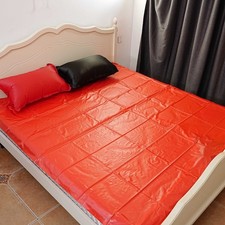 Wet-Look Shiny PVC Sheet Waterproof Bed Sheet for Wet Games Play Bedding Pillow