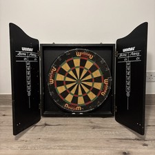 Winmau Pub / Man Cave Deluxe Dart Board Cabinet - Black With Pro SFB Dartboard