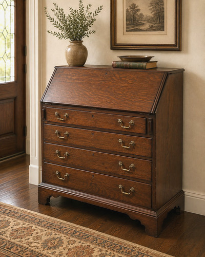 Antique oak writing bureau - writing,