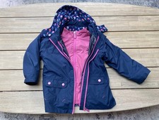 JoJo maman bebe girls 4-5 years, four in one Navy waterproof Polarfleece jacket