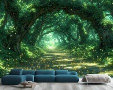 Fairytale Magical Forest at Night Wallpaper Mural Removeable Washable Peel-Stick