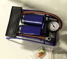 Double Cylinder Foot Pump Tyre Pressure Gauge Heavy Duty Air Pump Car Inflator