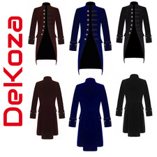 Mens Steampunk Vintage Tailcoat Jacket Velvet Gothic Victorian Frock Coat