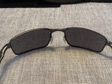 VINTAGE OAKLEY SQUARE WIRE BLUE LENS , PEWTER FRAME SUNGLASSES