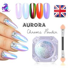 UNICORN CHROME Nail Powder White Mirror AURORA Effect Mermaid Rainbow AB Crystal