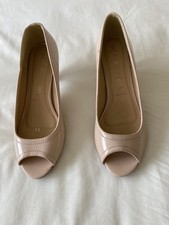 Next Nude Peep Toe Heeled Shoes Size UK6.5 Extra Wide