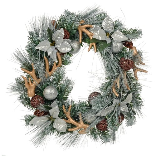 Silver gold christmas wreath - silver,