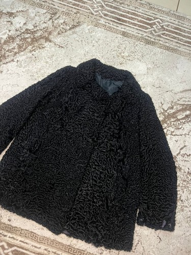 Black astrakhan karakul fur - black,
