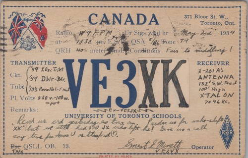 Qsl card ve3xk - card, toronto