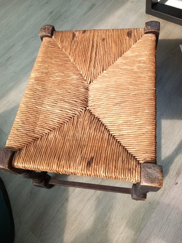 Vintage seagrass footstool - vintage,