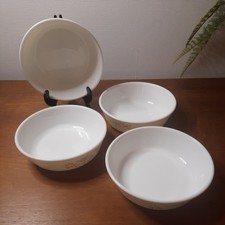 4 x Vtg Pyrex Blue Iris White