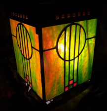 Arts & Crafts Mission Leaded Glass Ceiling Light Copper Chandelier Lanturn