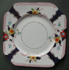 Vintage Square Salisbury Bradley's "Argyle" Floral Gilded Rim Bone China Plate