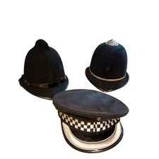 Ex Police Helmet Cap Bundle x 3 Repairs Spares Silver Peaked Rose Top De-badged