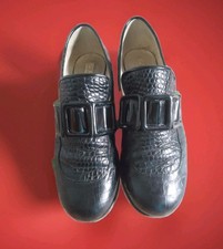 Clarks / Orla Kiely Black Buckled Flat Pumps Retro Style Size UK 6 D