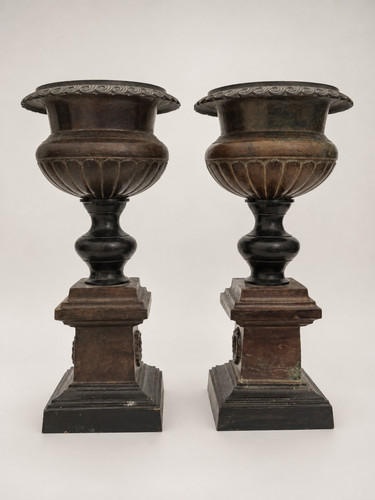 Pair antique spelter campana - pair,