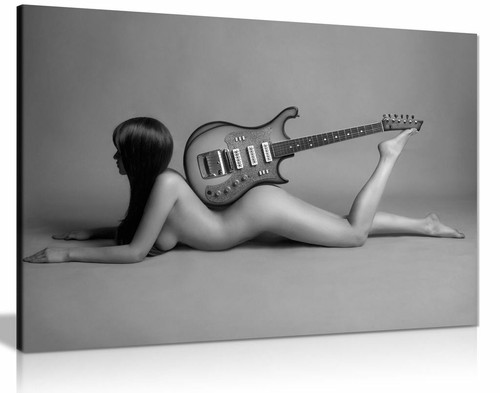 Sexy woman with guitar naked - woman,
