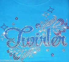 BATON TWIRLING RHINESTONE T SHIRT BLUE CRYSTAL RHINESTONES TWIRLER ADULT KIDS