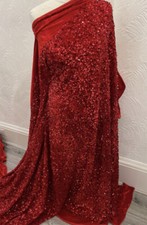 1meter HEAVY Red Sequin VELVET