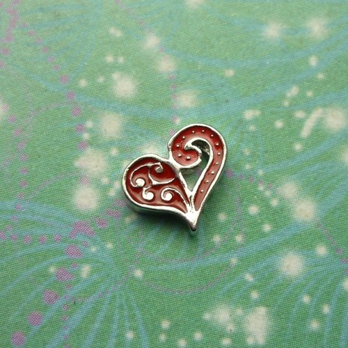Swirl heart red charm for - red,