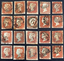 G.B, Selection of 20 Queen Victoria Imperforate Penny Red Used Stamps