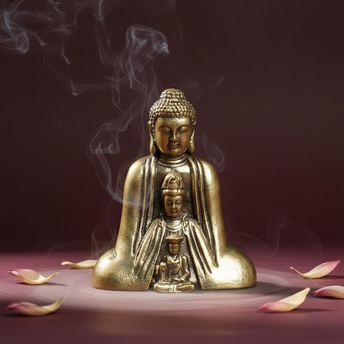 Brass buddha statue - buddha, intricate