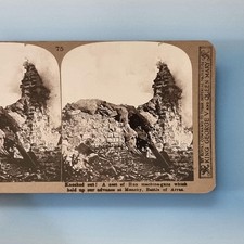 WW1 Military Stereoview C1916 Real Photo Arras France German Machine Gun Nest