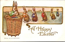 Easter Postcard Six Bunnies