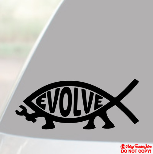 Evolve fish vinyl decal - evolve,