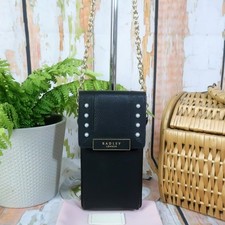 RADLEY Crossbody Phone Bag NEW! LOCKWOOD ISLAND PEARL Black Leather & Dust Bag