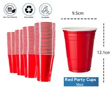 Red Plastic Party Cups 12oz / 16oz – Beer Pong Cups Reusable |Pack of 25 50 100