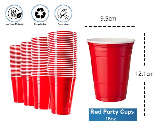 Red plastic party - plastic, 12oz