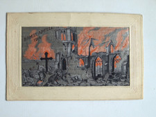 WW1 ERA  SILK  FLAMES POSTCARD -  RAMSCAPELLE 1914