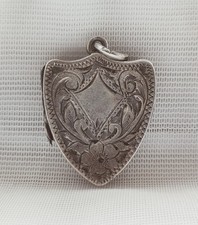 Antique Edwardian Sterling Silver Shield Locket - Stainton Brothers, 1908