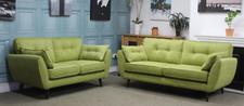 DFS ZINC PAIR OF 3 + 2 SEATER SOFAS IN HOLLIS LIME FABRIC. RRP £1528.
