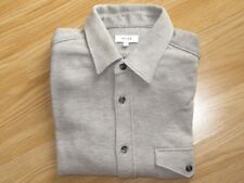 Mens REISS Scott L Stretch Wool Mix Grey Overshirt Button Up Top Large GENUINE