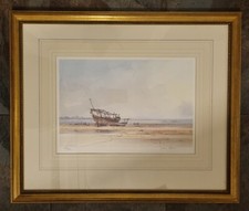 Framed Signed Limited Edition Print - Boats Moored on the Beach - Davis Howson